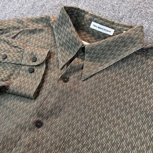 Jhane Barnes Menswear Button Down Shirt Fabric Japan‎ Woven Men's L Brown